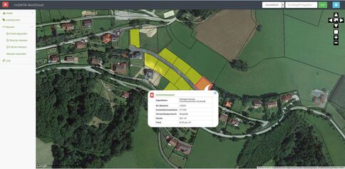 WebGIS rmDATA GeoWeb mit Bauplatzübersicht