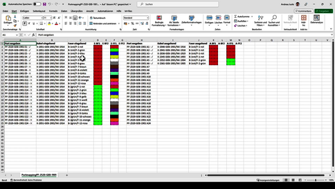 Patchungen & Spleißungen übersichtlich als Excel in rmDATA Smart Networx herunterladen 