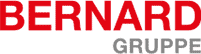 Logo des Unternehmens Bernard Gruppe: Der Markenname "BERNARD" in roter Großbuchstaben oben, darunter das graue Wort "GRUPPE".