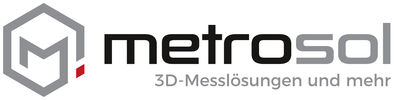 Logo von Metrosol: Ein geometrisches Hexagon-Emblem mit einem stilisierten M links neben dem Firmennamen metrosol; darunter der Slogan 3D-Messlösungen und mehr.