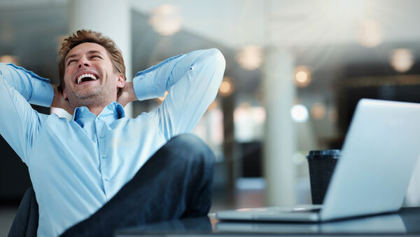 Business man laughing