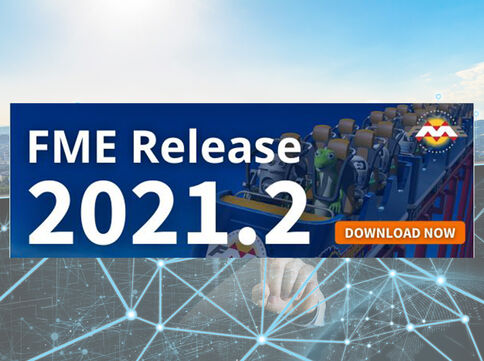 Ein Werbebanner mit der Ankündigung „FME Release 2021.2“ und einem orangefarbenen „DOWNLOAD NOW“-Button.