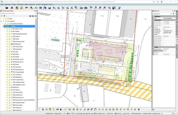 Alle Ansichten und Plandarstellungen sind in einem Projekt vereint und in der Zeichnung in rmDATA GeoMapper integriert.