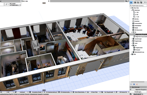 In 3DWorx aufbereitete Punktwolken an ArchiCAD übergeben