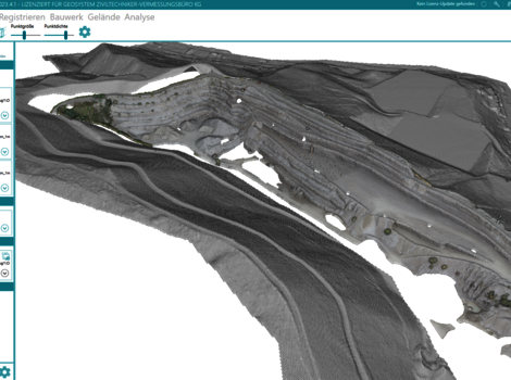 Beim Ermitteln von Kubaturen großer Schottergruben bewährt sich der Workflow aus rmDATA 3DWorx und GeoMapper