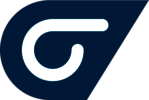 Stilisiertes Logo: Dunkelblauer Hintergrund mit einer dicken, weißen, geschwungenen Linie, die an den Buchstaben G oder C erinnert.